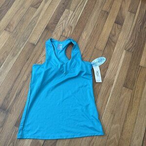 Lucky In Love Women's Sports Tank Top Racerback Athletic Teal Blue Tennis Size S